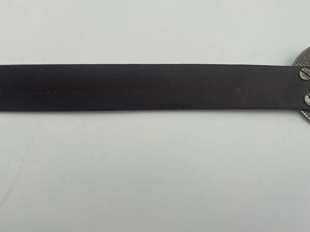 Chico's Black Genuine Leather Adjustable Belt Textured Silver Gold-Tone Buckle